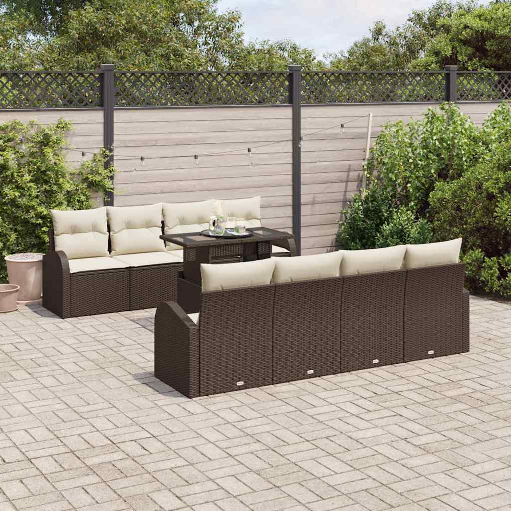 Conjunto de sofá de jardín con cojín 7 pcs Beige Poliratán