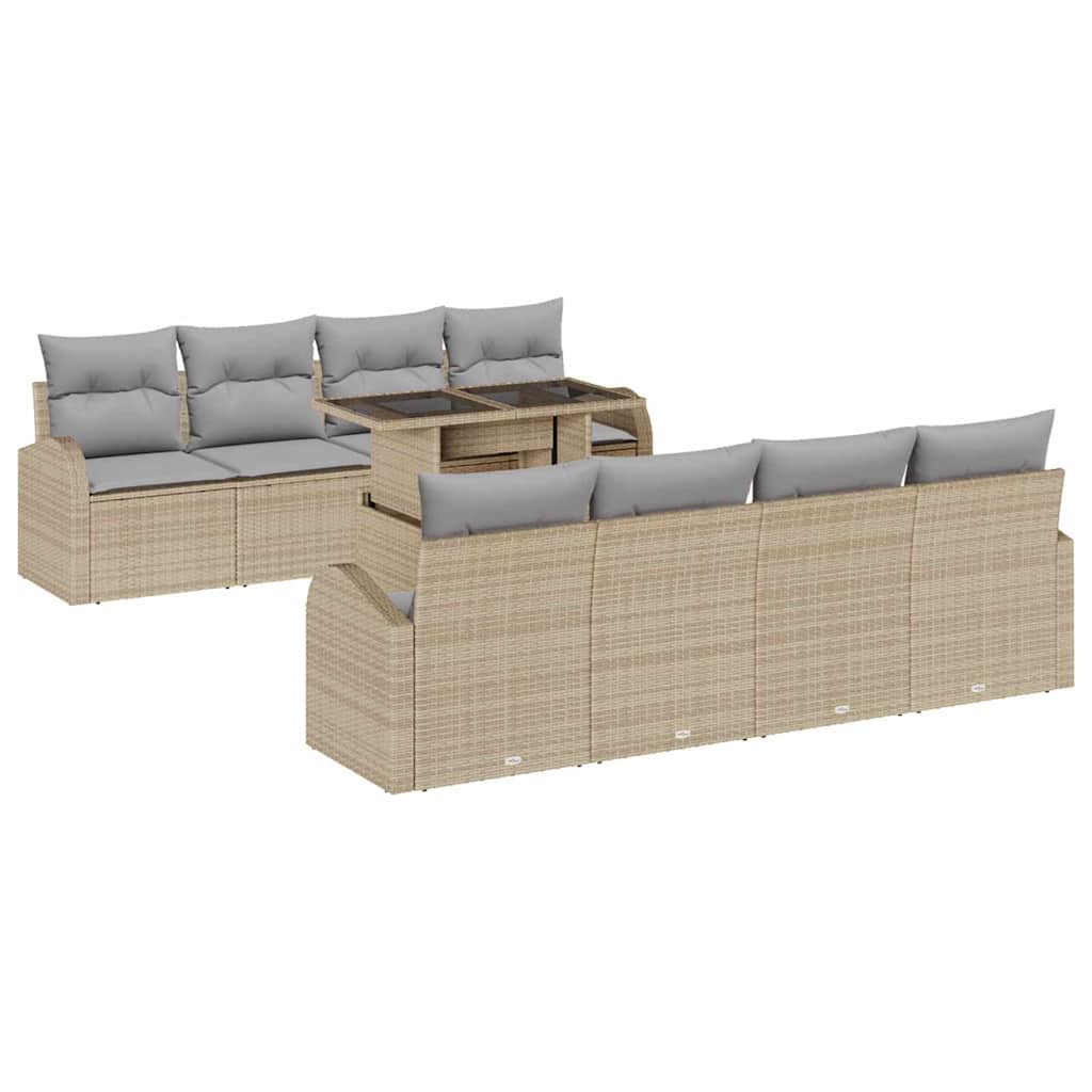 Conjunto de sofá de jardín con cojín 7 pcs Beige Poliratán