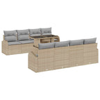 Conjunto de sofá de jardín con cojín 7 pcs Beige Poliratán