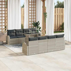 Conjunto de sofá de jardín 9 pcs Gris Claro ratán sintético