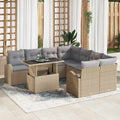 Conjunto de sofá de jardín 9 pcs Beige ratán sintético