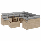 Conjunto de sofá de jardín 9 pcs Beige ratán sintético