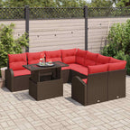 Conjunto de sofá de jardín 9 pcs Marrón ratán sintético