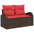 Conjunto de sofá de jardín 9 pcs Marrón ratán sintético