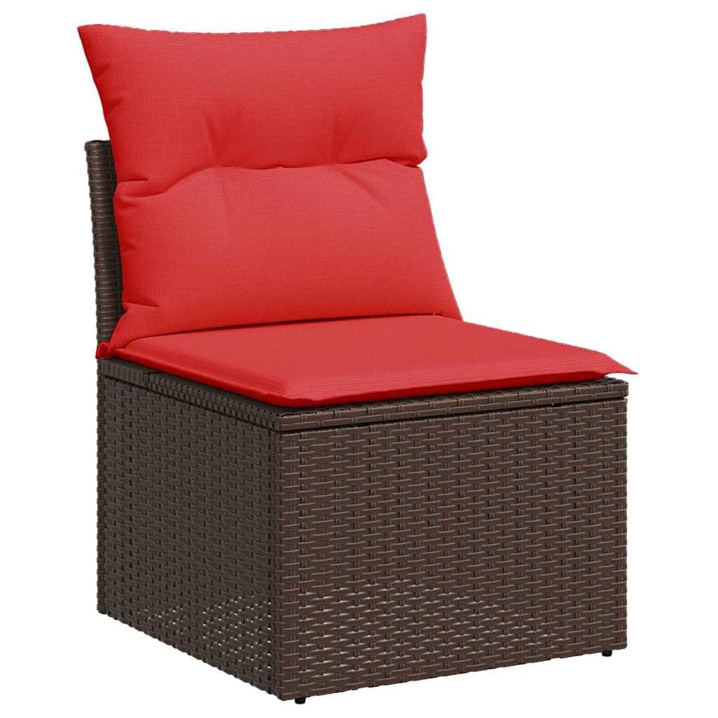 Conjunto de sofá de jardín 9 pcs Marrón ratán sintético