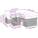Conjunto de sofá de jardín 9 pcs Marrón ratán sintético