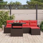 Conjunto de sofá de jardín 6 pcs Marrón ratán sintético