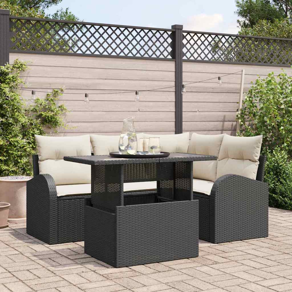 Conjunto de sofá de jardín con cojín 4 pcs ratán sintético