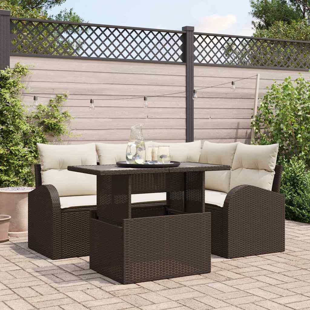 Conjunto de sofá de jardín con cojín 4 pcs ratán sintético