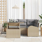 Conjunto de sofá de jardín 5 pcs Beige ratán sintético