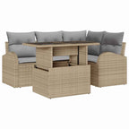Conjunto de sofá de jardín 5 pcs Beige ratán sintético