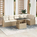 Conjunto de sofá de jardín 7 pcs beige y crema ratán sintético