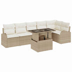 Conjunto de sofá de jardín 7 pcs beige y crema ratán sintético