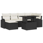 Conjunto de sofá de jardín con cojín 7 pcs Negro y crema