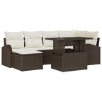 Conjunto de sofá de jardín con cojín 7 pcs Marrón y crema