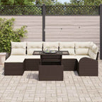 Conjunto de sofá de jardín con cojín 8 pcs Marrón y crema