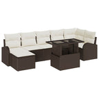 Conjunto de sofá de jardín con cojín 8 pcs Marrón y crema