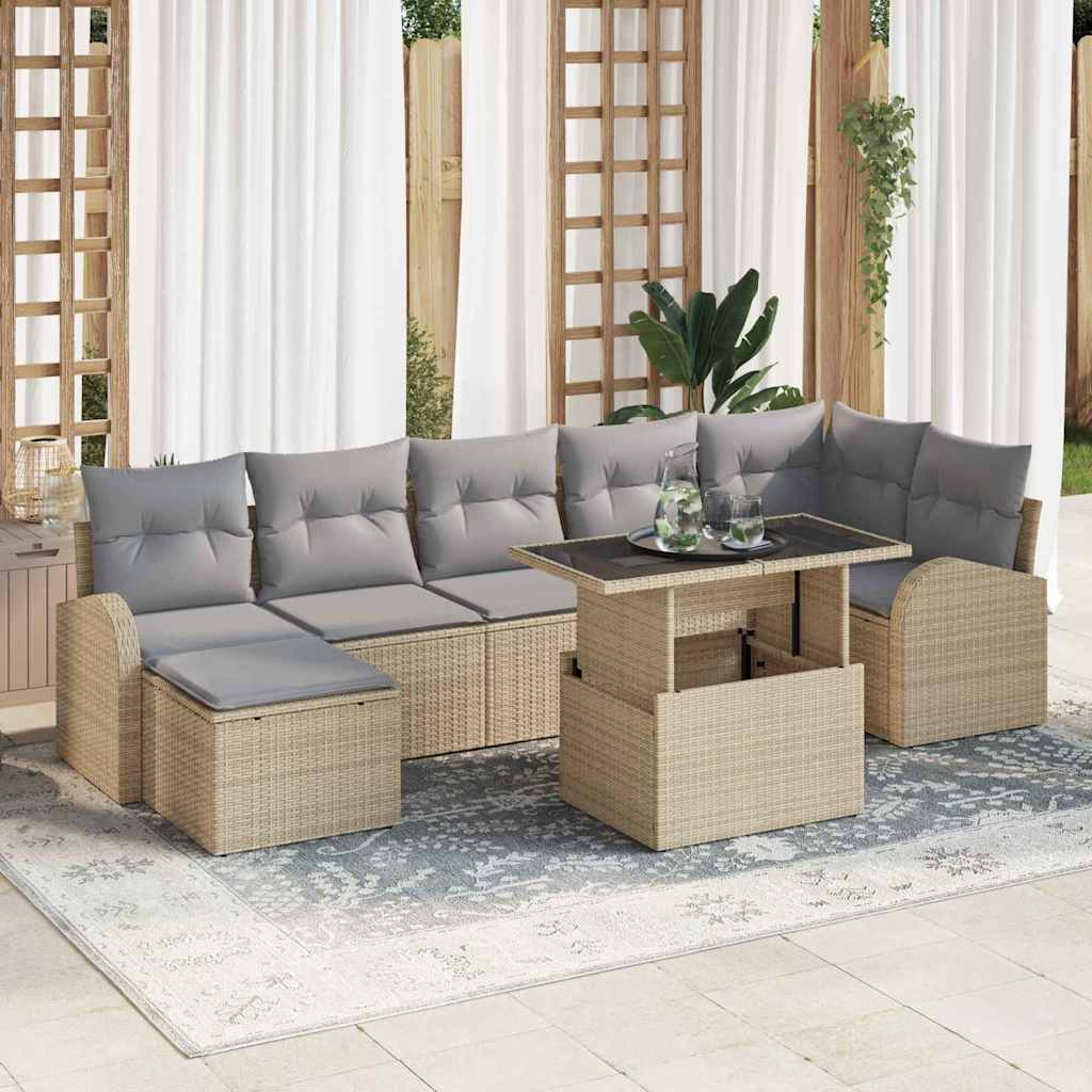 Conjunto de sofá de jardín con cojín 7 pcs Negro y Turquesa