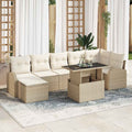 Conjunto de sofá de jardín 8 pcs Beige y Crema ratán sintético
