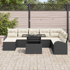 Conjunto de sofá de jardín con cojín 9 pcs Negro y crema