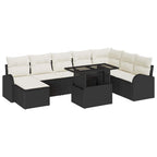 Conjunto de sofá de jardín con cojín 9 pcs Negro y crema