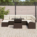 Conjunto de sofá de jardín con cojín 9 pcs Marrón y crema