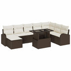 Conjunto de sofá de jardín con cojín 9 pcs Marrón y crema