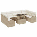 Conjunto de sofá de jardín 10 pcs Beige y Crema ratán sintético