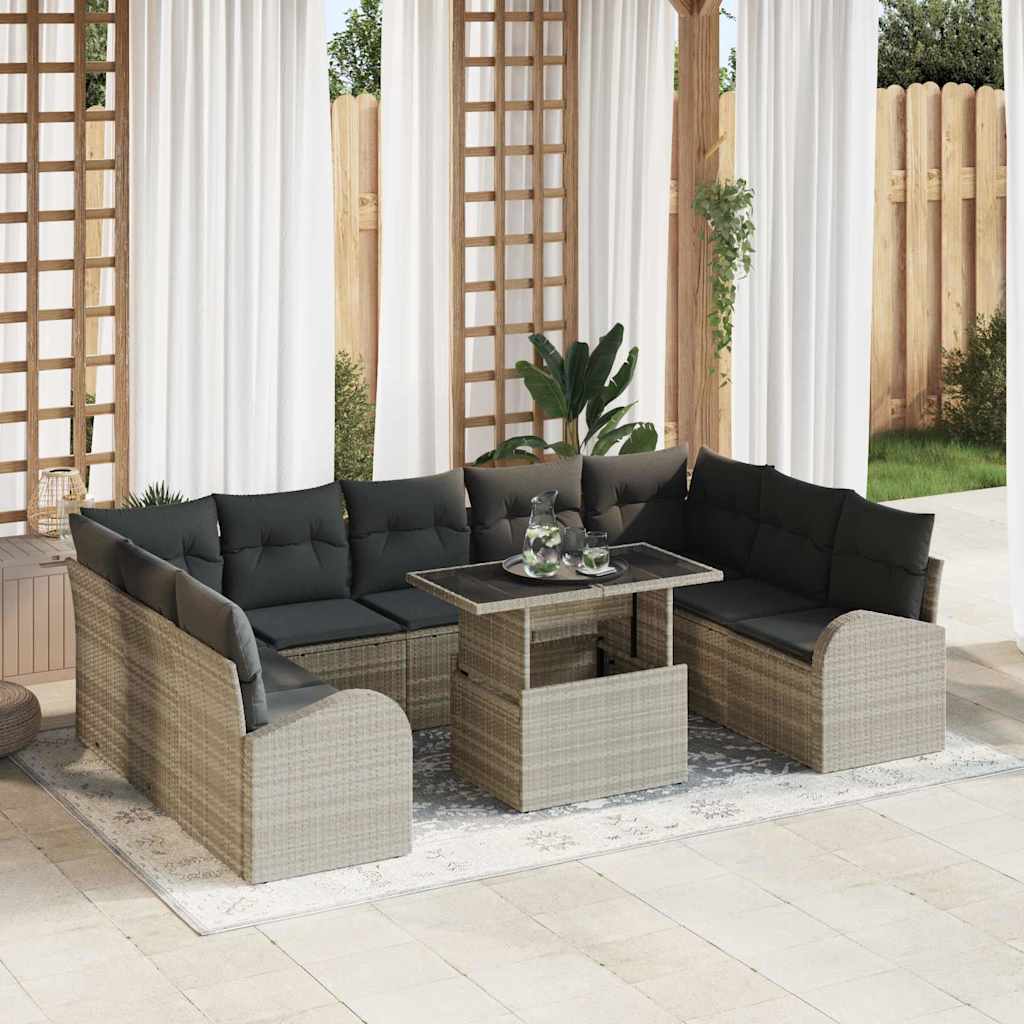 Conjunto de sofá de jardín 10 pcs Beige y Crema ratán sintético