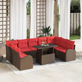 Conjunto de sofá de jardín 10 pcs Marrón ratán sintético