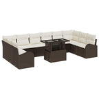 Conjunto de sofá de jardín con almohada 11 pcs Marrón y crema