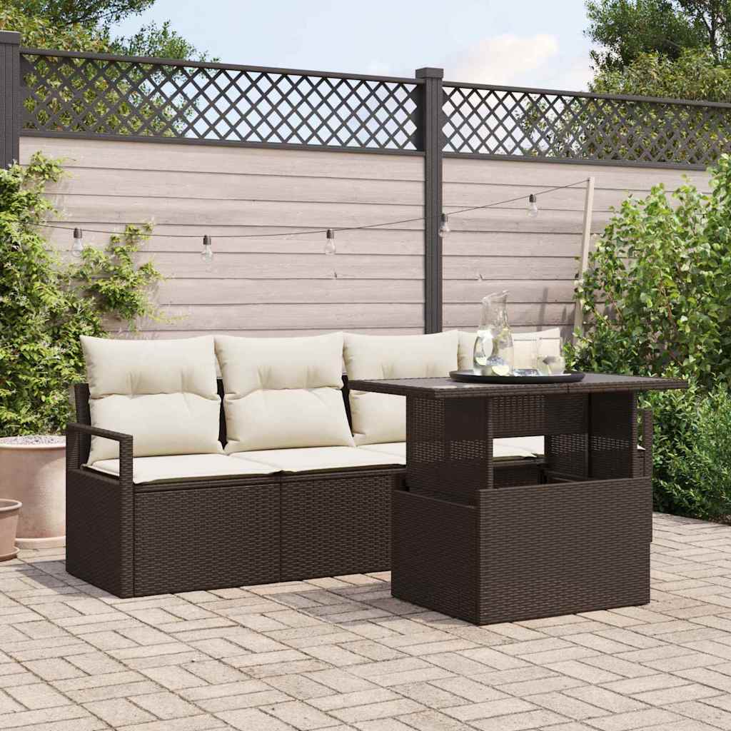 Conjunto de sofá de jardín 5 pcs Luz ratán sintético