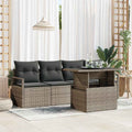 Conjunto de sofá de jardín 5 pcs Gris ratán sintético