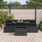 Conjunto de sofá de jardín 5 pcs Negro ratán sintético