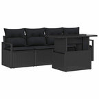 Conjunto de sofá de jardín 5 pcs Negro ratán sintético
