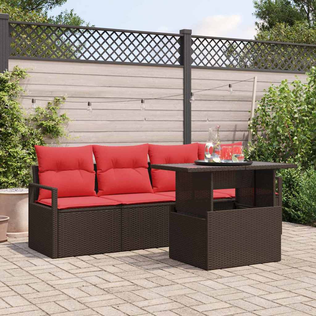 Conjunto de sofá de jardín 5 pcs Gris ratán sintético