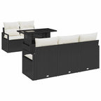 Conjunto de sofá de jardín 6 pcs Negro ratán sintético