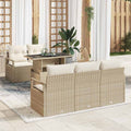Conjunto de sofá de jardín 6 pcs Beige y Crema ratán sintético