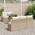 Conjunto de sofá de jardín 6 pcs Beige y Crema ratán sintético