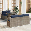 Conjunto de sofá de jardín 6 pcs Gris ratán sintético