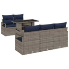Conjunto de sofá de jardín 6 pcs Gris ratán sintético
