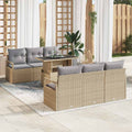 Conjunto de sofá de jardín 7 pcs Beige y Gris Claro