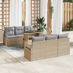 Conjunto de sofá de jardín 7 pcs Beige y Gris Claro