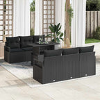 Conjunto de sofá de jardín 7 pcs Negro ratán sintético