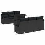Conjunto de sofá de jardín 7 pcs Negro ratán sintético