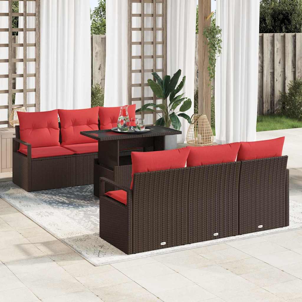 Conjunto de sofá de jardín 7 pcs Gris ratán sintético