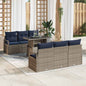 7-Piece Garden Sofa Set Grey Synthetic Rattan