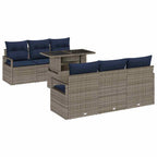 Conjunto de sofá de jardín 7 pcs Gris ratán sintético