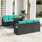 7-Piece Garden Sofa Set Grey Synthetic Rattan