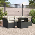Conjunto de sofá de jardín 7 pcs Negro ratán sintético
